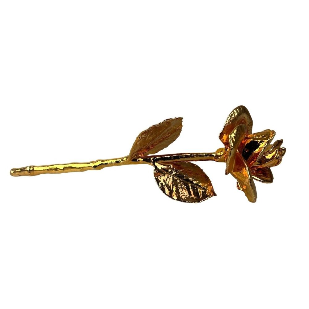 Forever Gold Metal Rose Stem 11" Love Valentine's Romantic Floral Pretty Gift